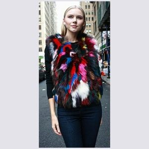 SALE! Multi Colored Fox Fur Vest $195